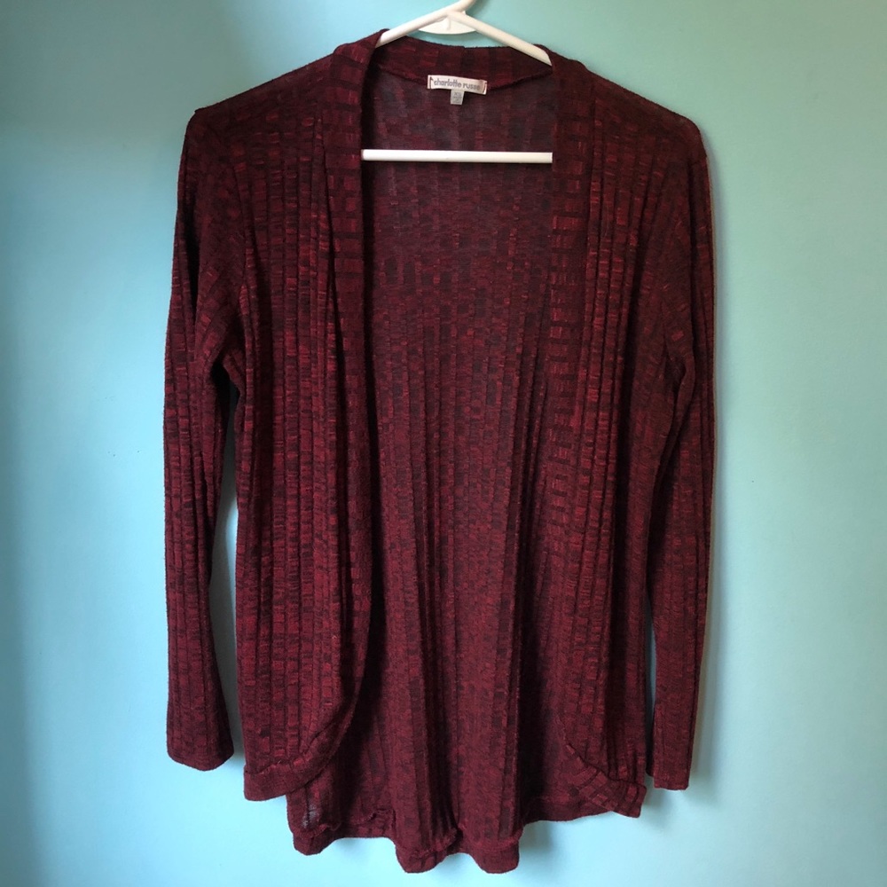 Charlotte Russe XS Maroon Ribbed Cardigan